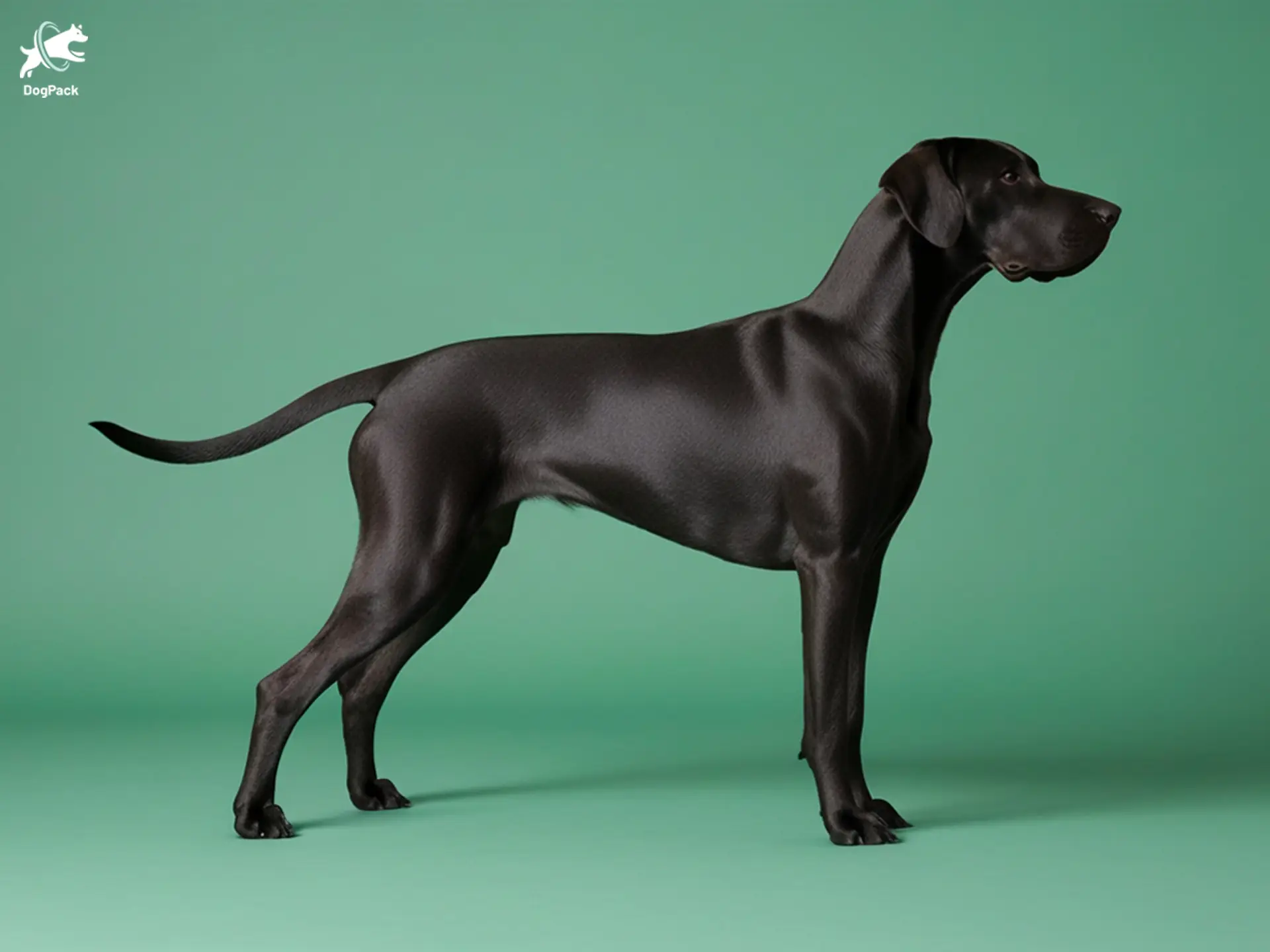 Afador dog breed full body view standing against green background