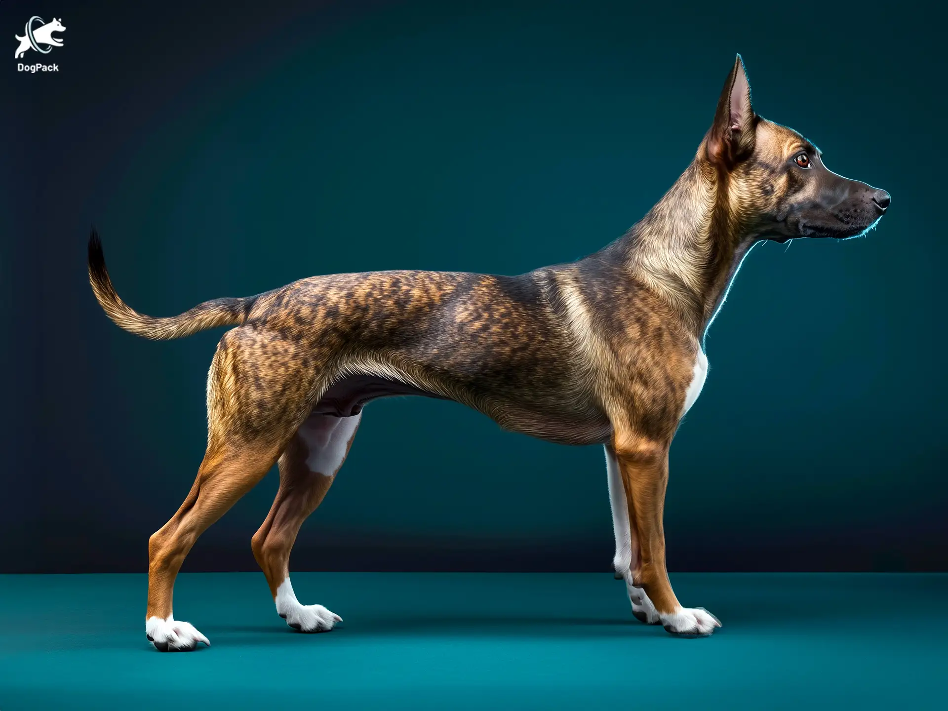 Aso ng Gubat Dog breed full body view standing against green background