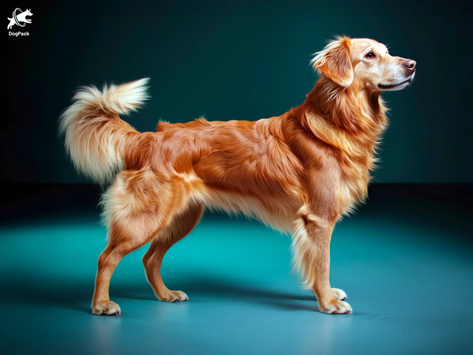 Basque Shepherd dog breed full body view standing against green background