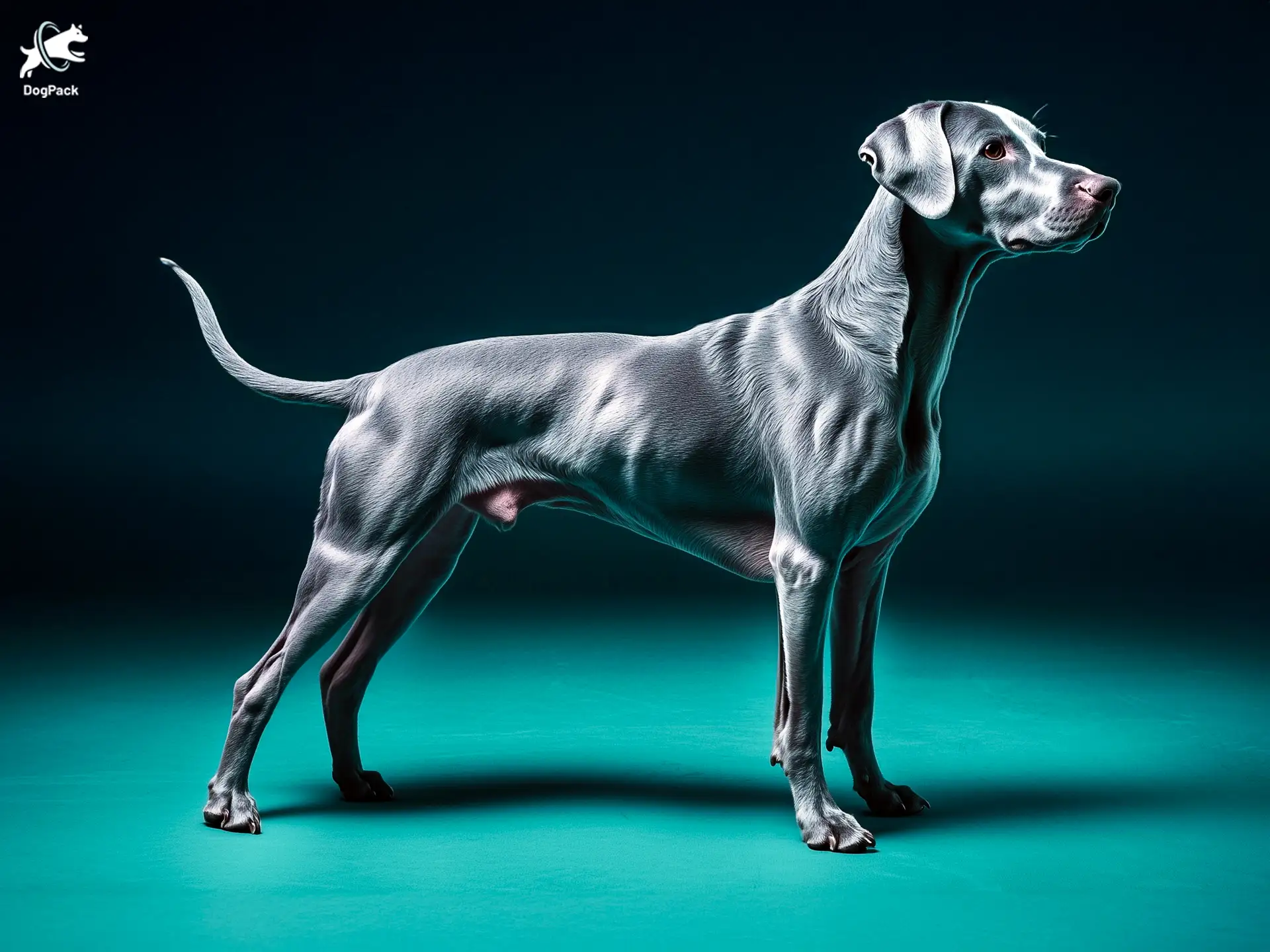 Blue Lacy dog breed full body view standing against green background