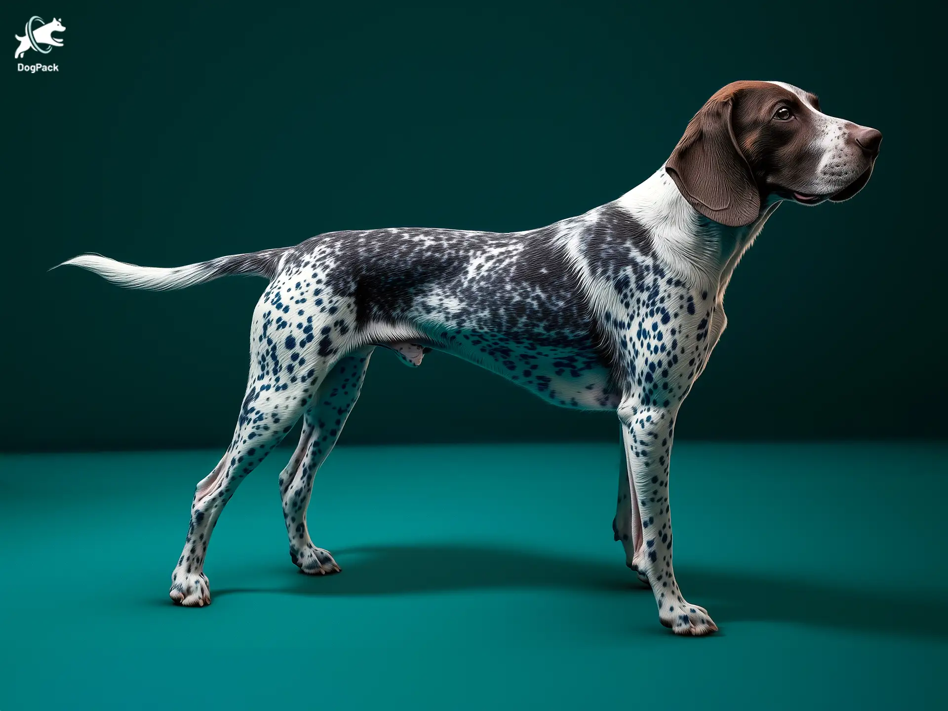 Bluetick Coonhound dog breed full body view standing against green background