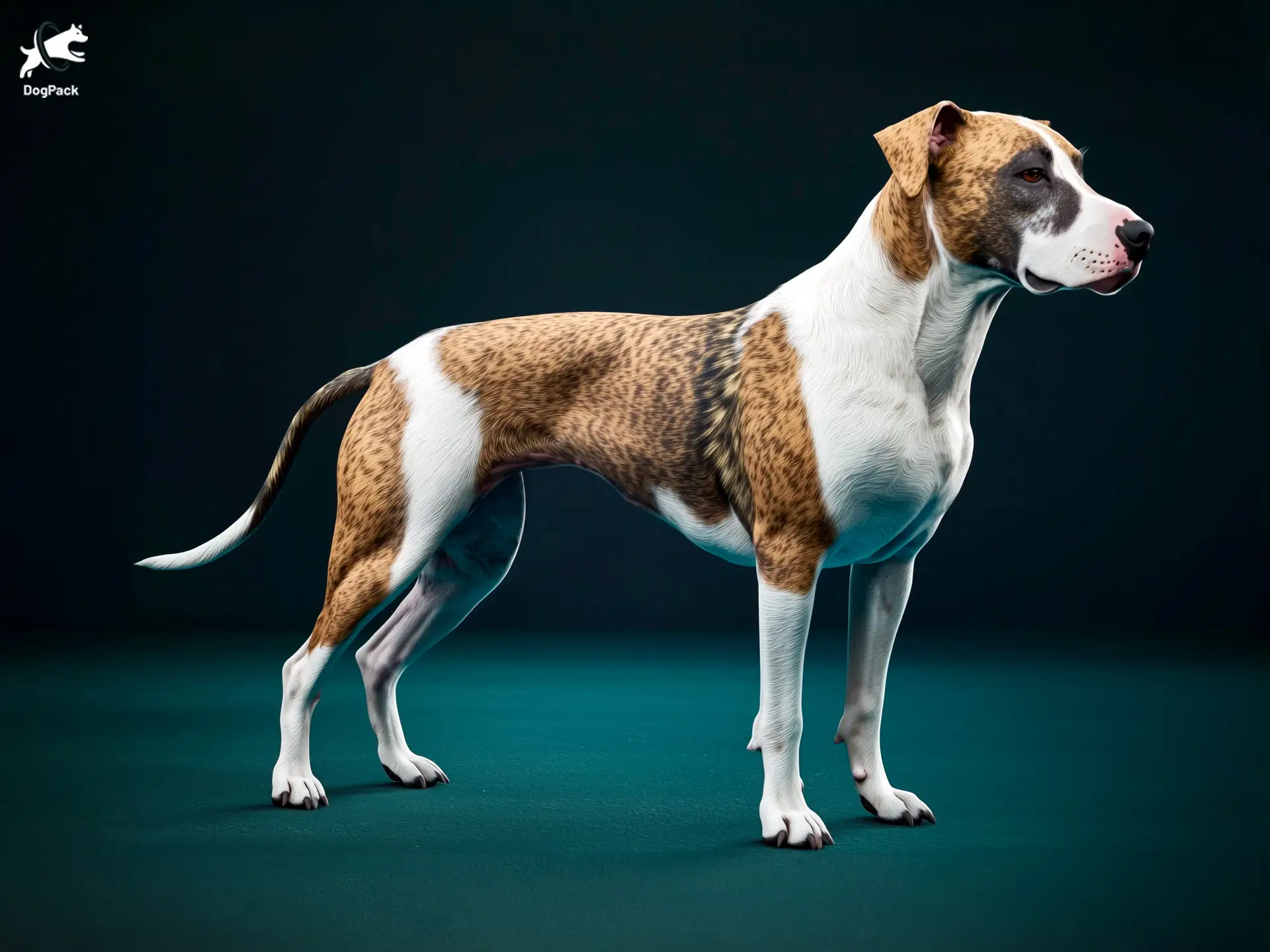 Bull Arab dog breed full body view standing against green background