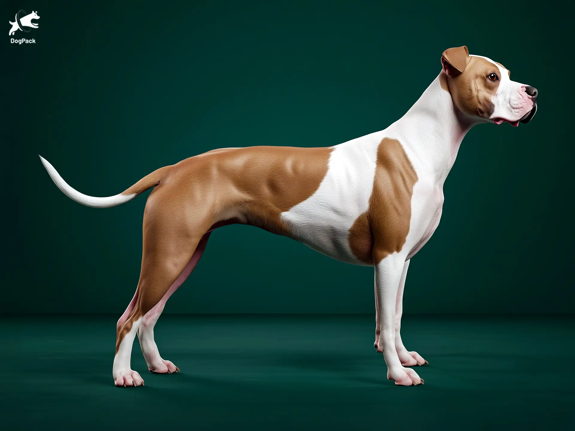 Bully Kutta dog breed full body view standing against green background