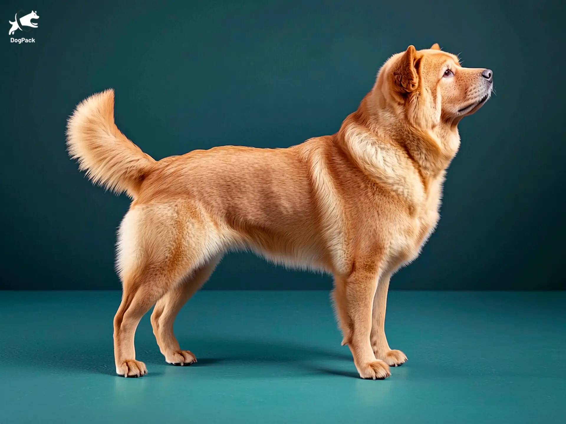 Chabrador dog breed full body view standing against green background