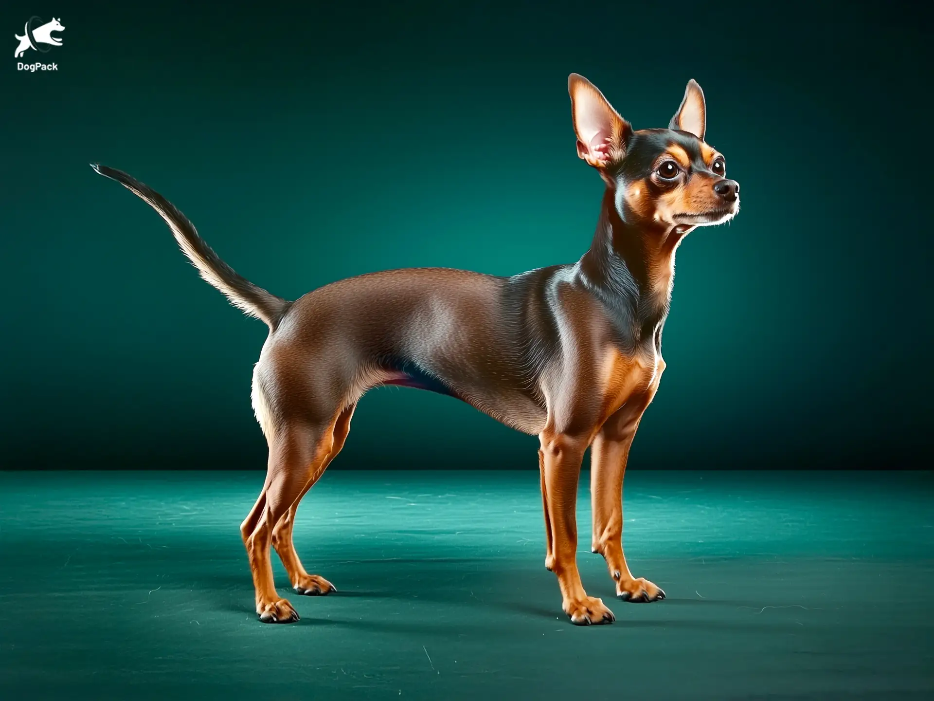 Chipin dog breed full body view standing against green background