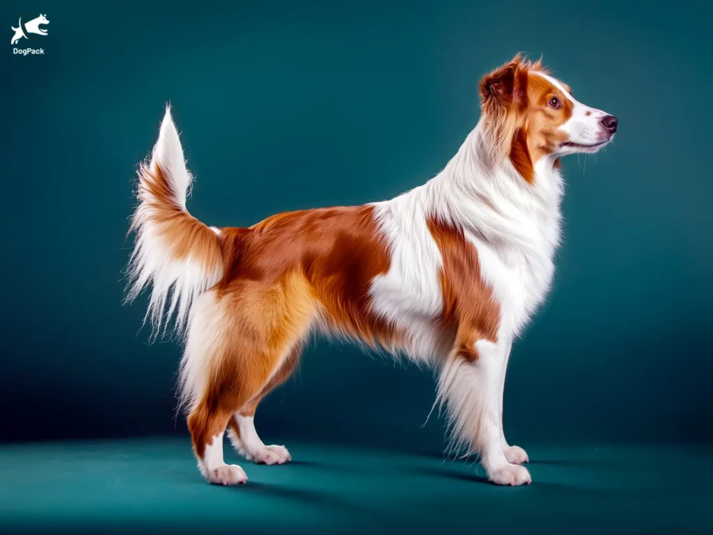 Gaucho Sheepdog Dog breed full body view standing against green background