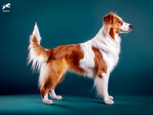 Gaucho Sheepdog Dog breed full body view standing against green background