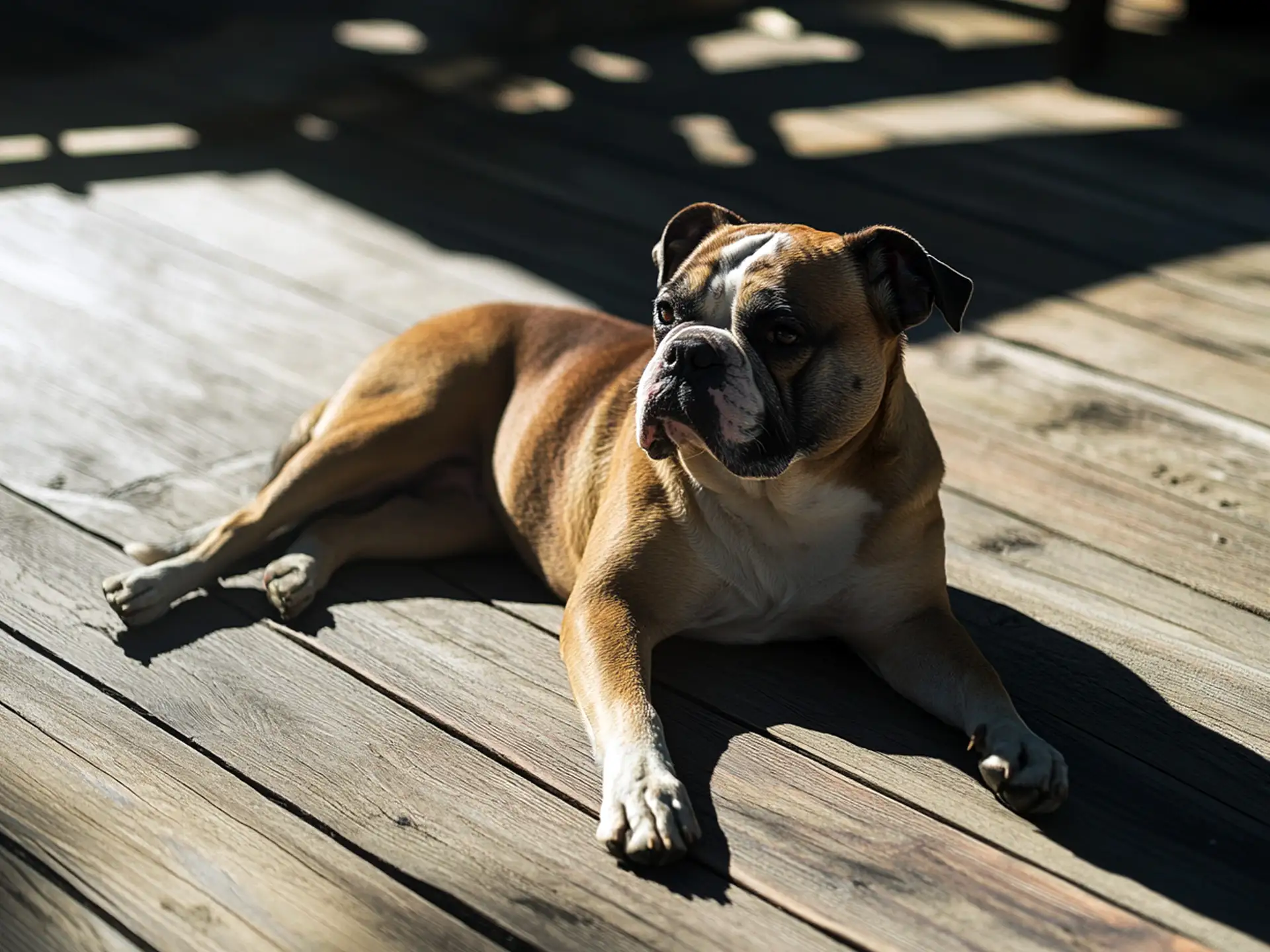 A calm Bulldog resting indoors, highlighting a low-energy companion suitable for new dog owners