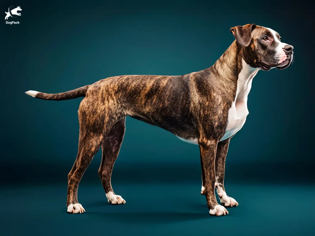 Labrabull Dog breed full body view standing against green background