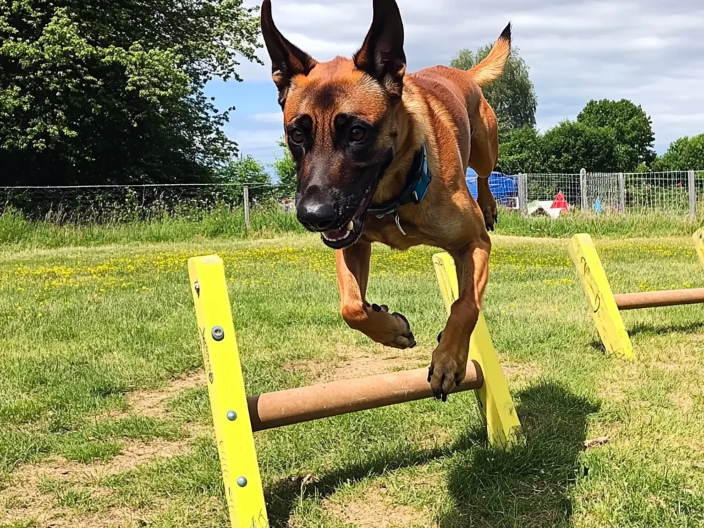 A Belgian Malinois demonstrating intense focus and high energy, less ideal for beginners.